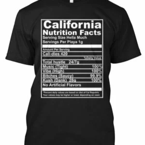 Calafornia Nutritional Facts T-Shirt