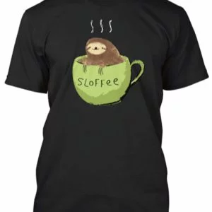 Sloffee Sloth in Coffe T-Shirt Black