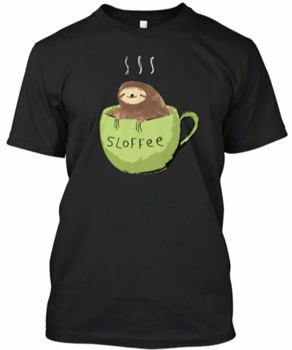 Sloffee Sloth in Coffe T-Shirt Black