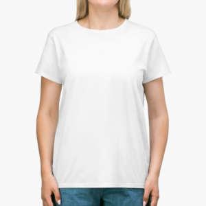 lady unisex white crew neck t-shirt front