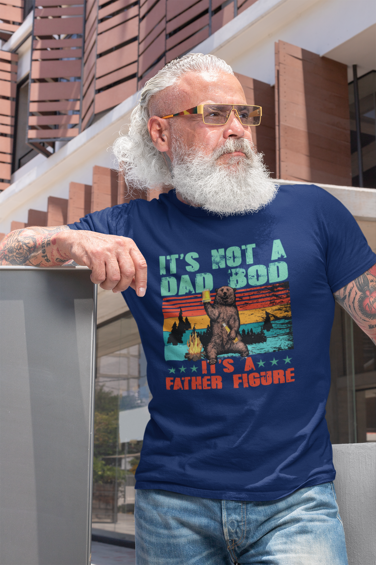 Father Figure Dad Bod Funny Meme Baseball Sleeve Shirt