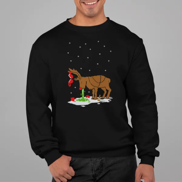 Drunken reindeer Christmas Sweatshirt Black